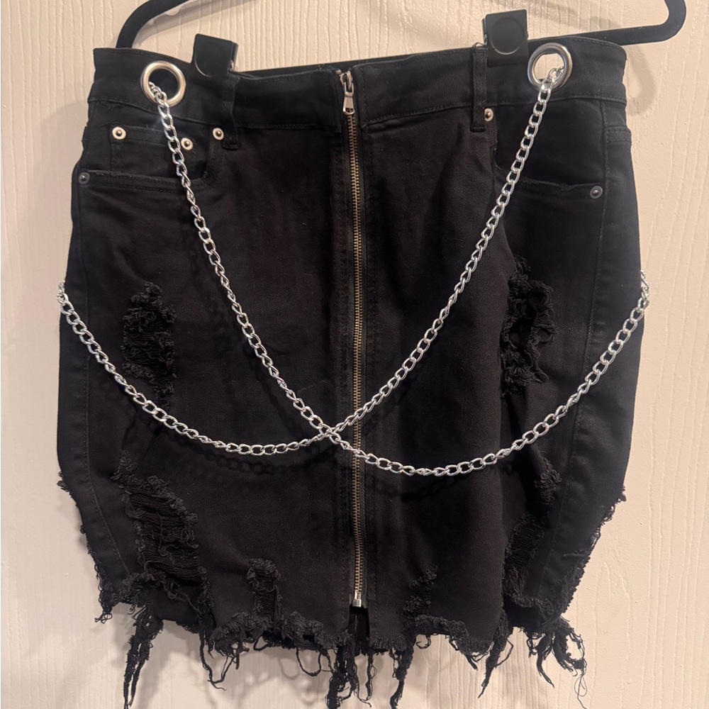 Fashion Nova Black Skirt with Silver Chains